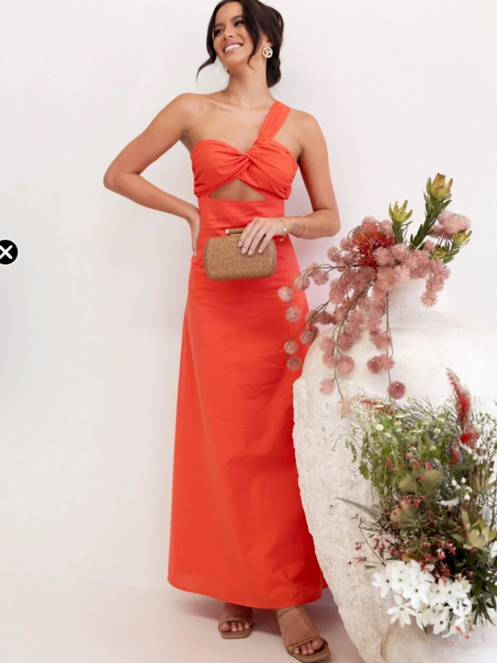 NWT Luna One Shoulder Maxi Dress - Tangerine